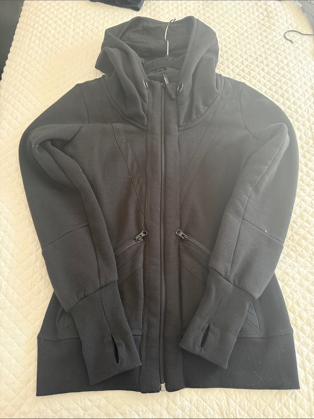 Women's Black Hooded Zip-Front Lightweight Jacket
